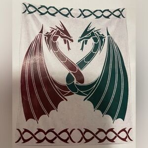 Ambesonne Dragon Blanket - Burgundy and Emerald
